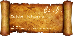 Csider Julianna névjegykártya